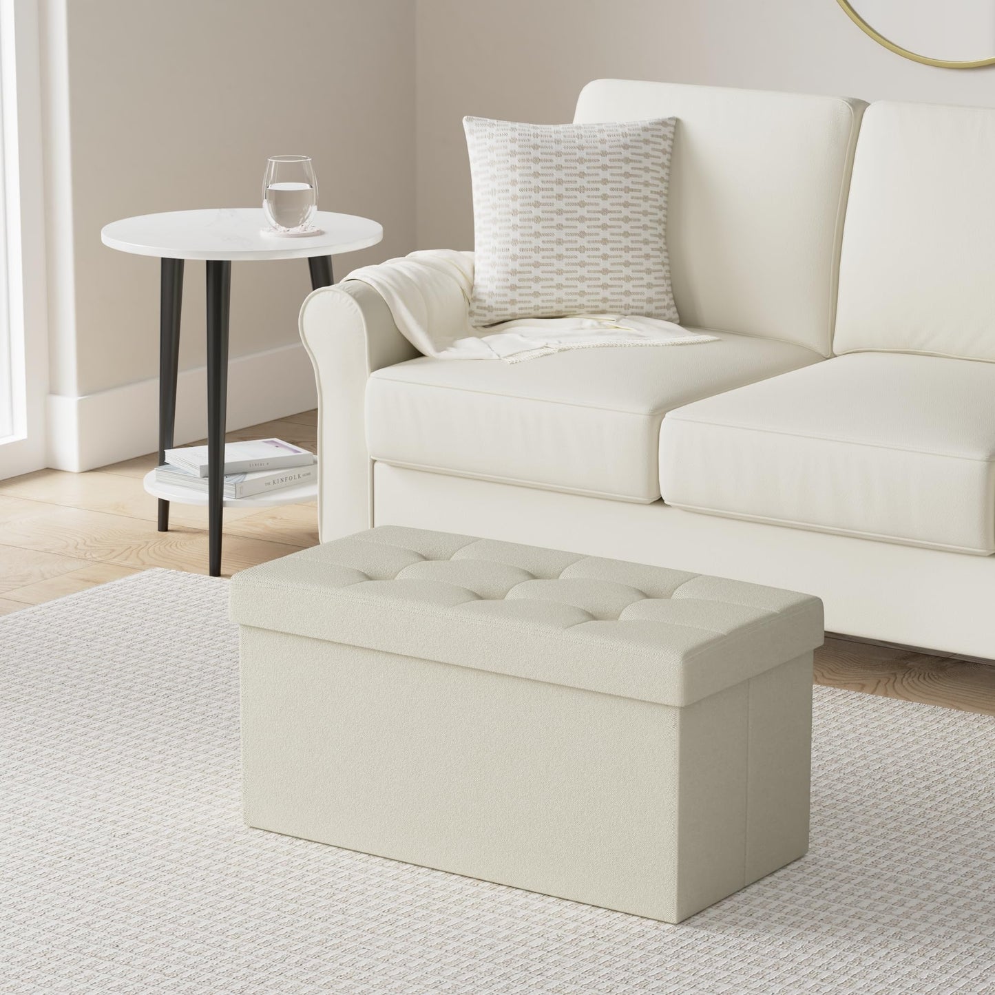 SONGMICS MAZIE 43" Folding Storage Ottoman Bench