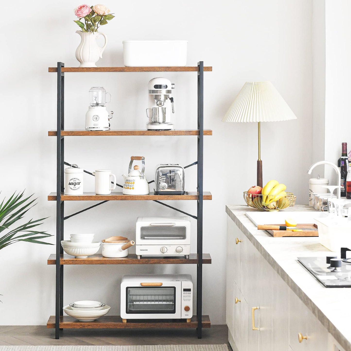 HCHQHS 4-Tier Industrial Bookshelf