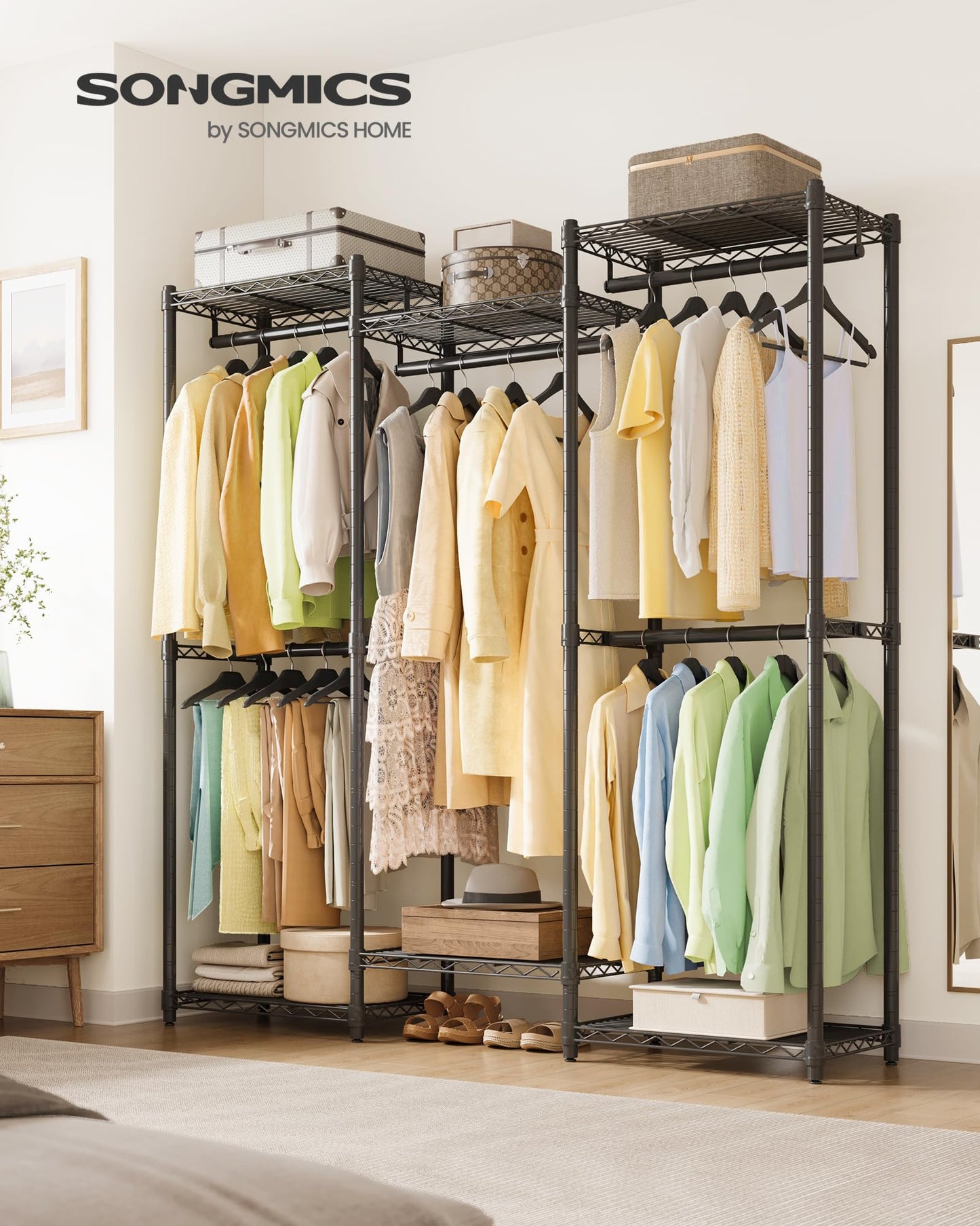 SONGMICS Heavy-Duty Portable Clothes Rack