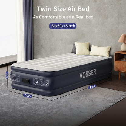 18" Full Air Mattress with Built-In Pump