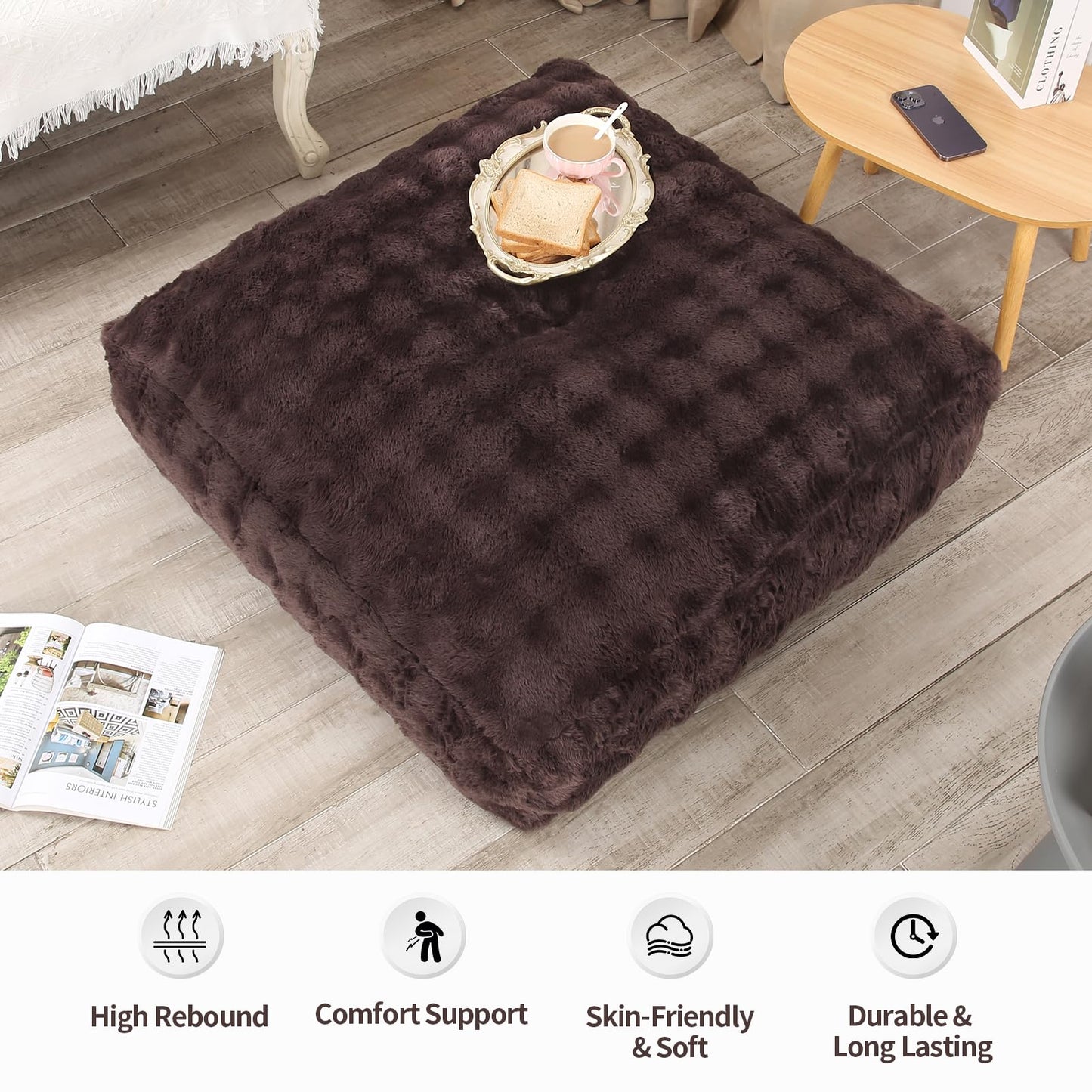 Comfy Floor Sofa Bean Bag Chair – Brown