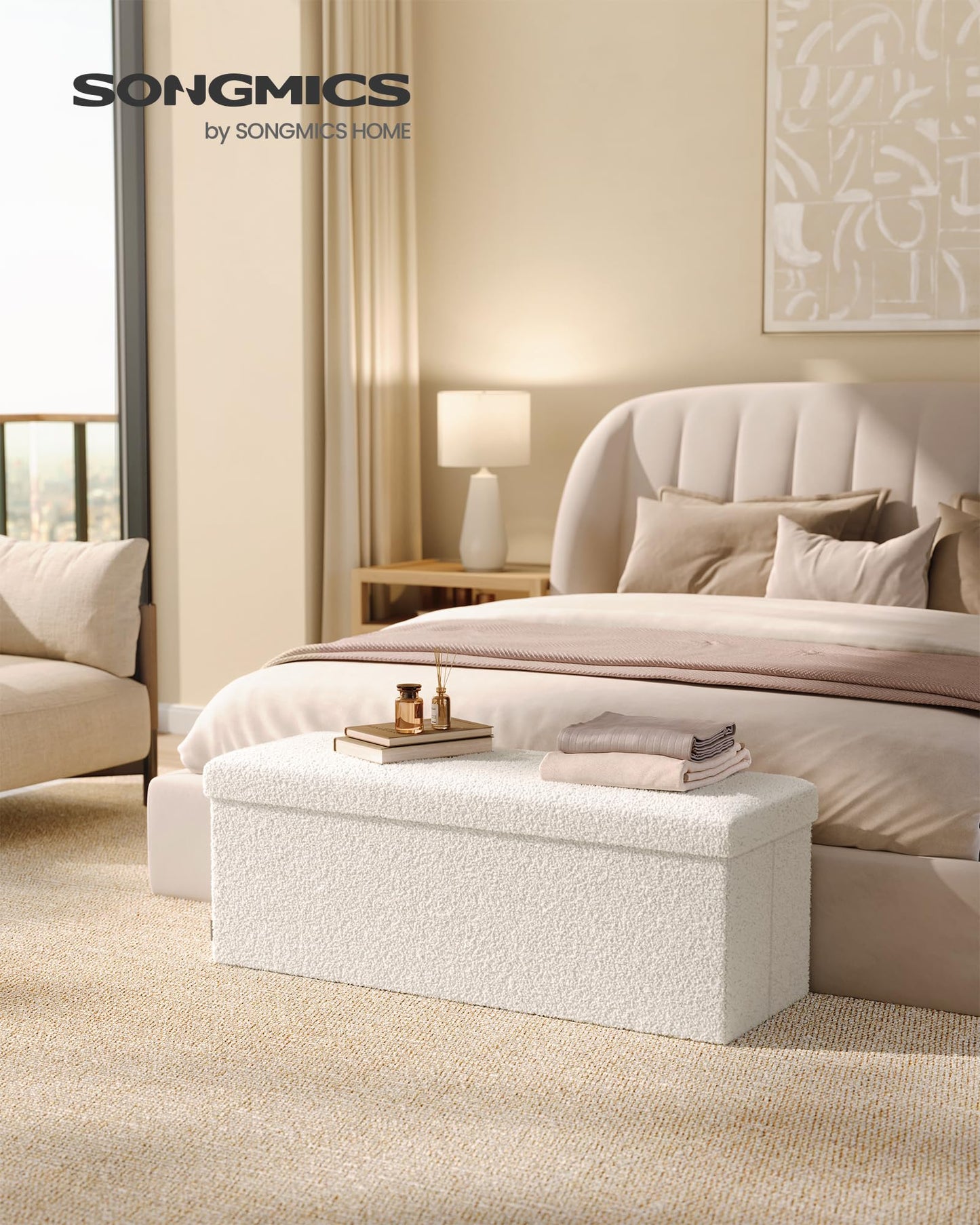 SONGMICS Storage Ottoman Bench, 15"x30"x15"