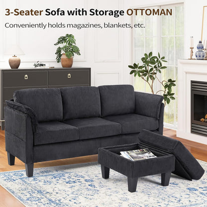 Beige L-Shaped Sofa with Storage