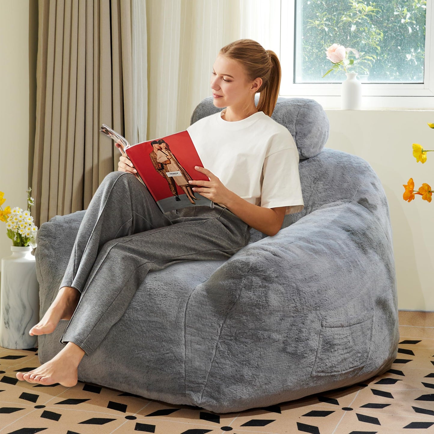 Large Bean Bag Chair with Pillow