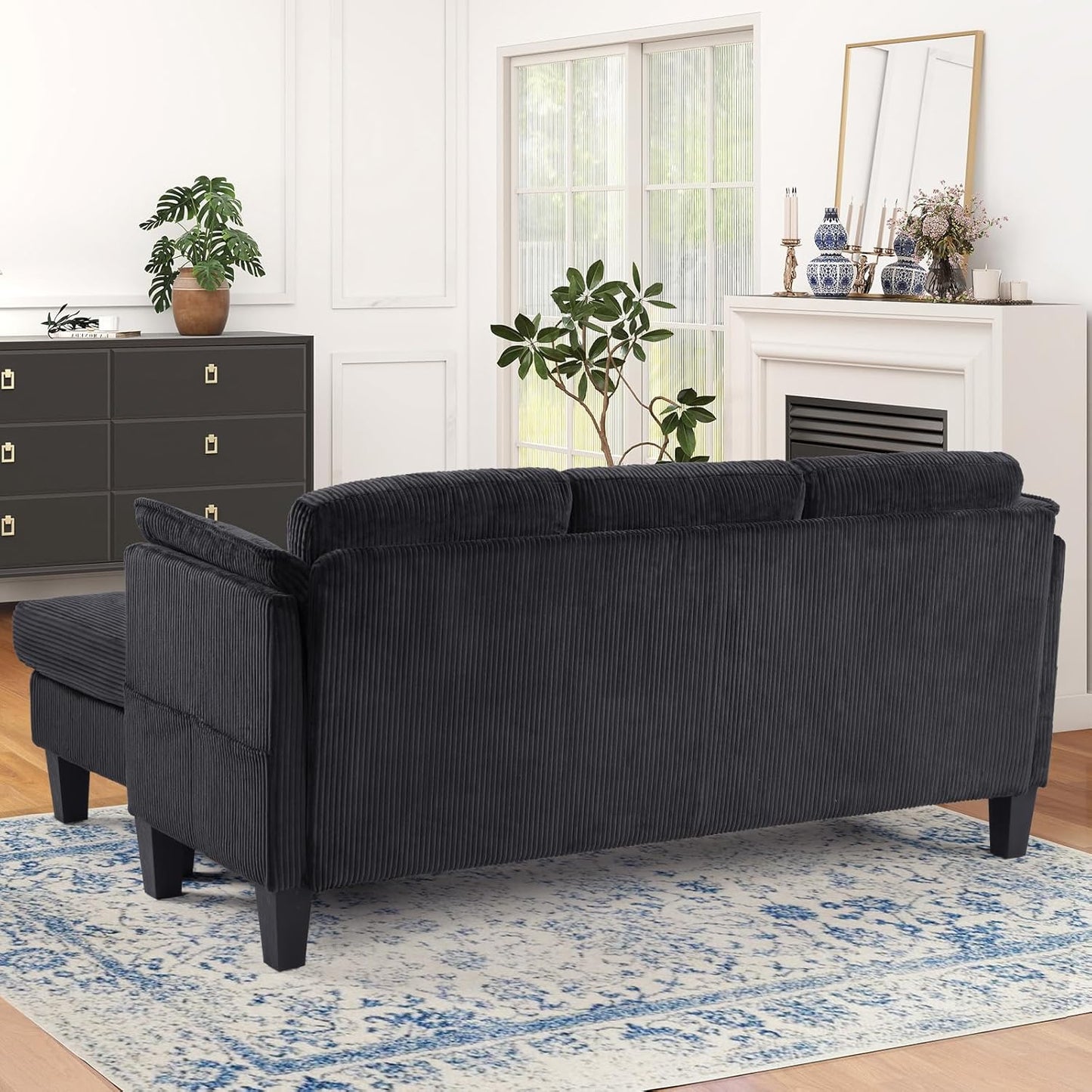 Beige L-Shaped Sofa with Storage