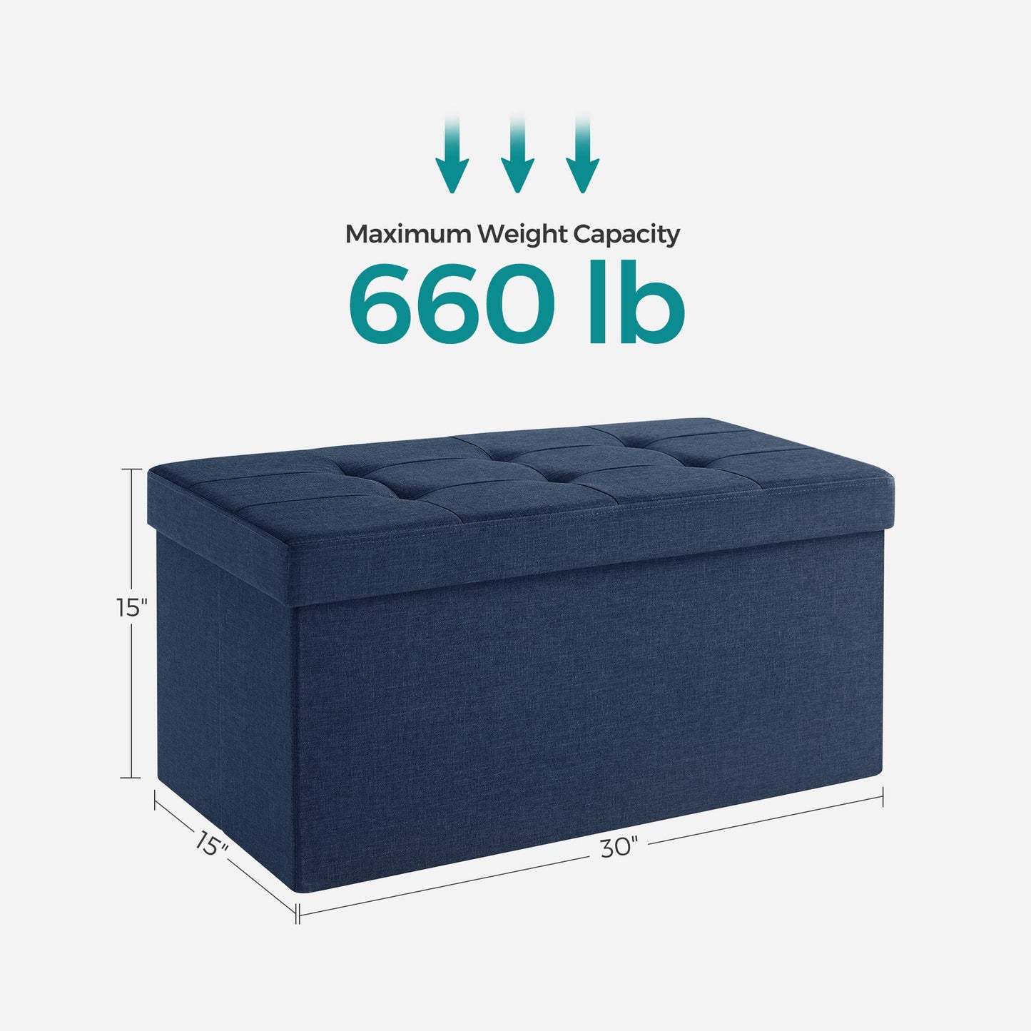 SONGMICS MAZIE 43" Folding Storage Ottoman Bench
