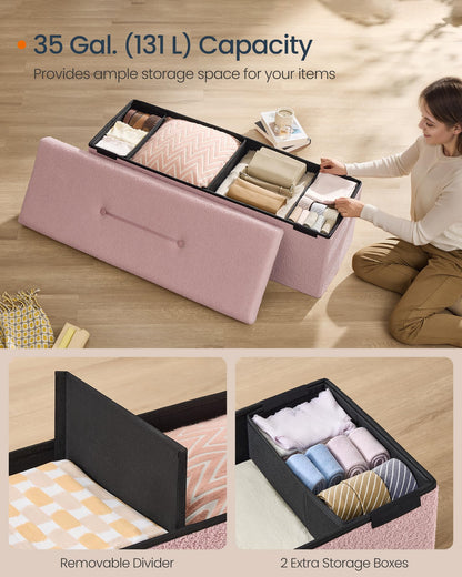 SONGMICS Storage Ottoman Bench, 15"x30"x15"