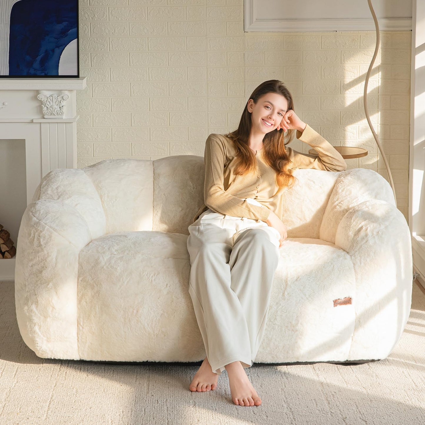 MAXYOYO Floral Bean Bag Chair – Beige
