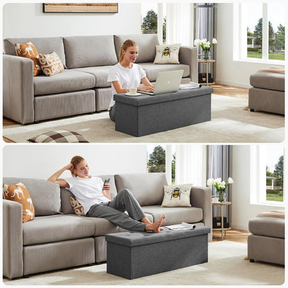 Sweetcrispy 43" Foldable Storage Ottoman Bench