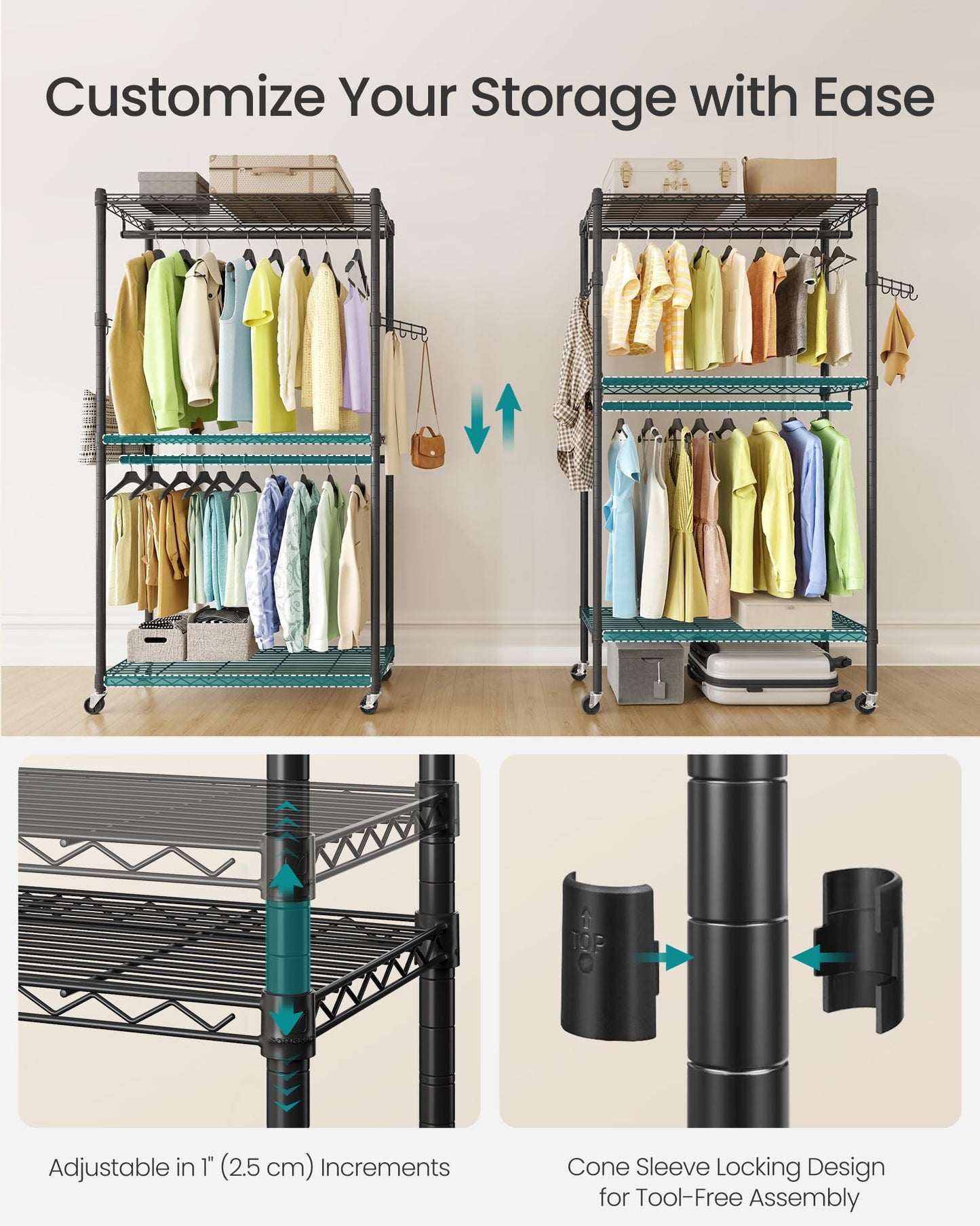 SONGMICS Heavy-Duty Portable Clothes Rack