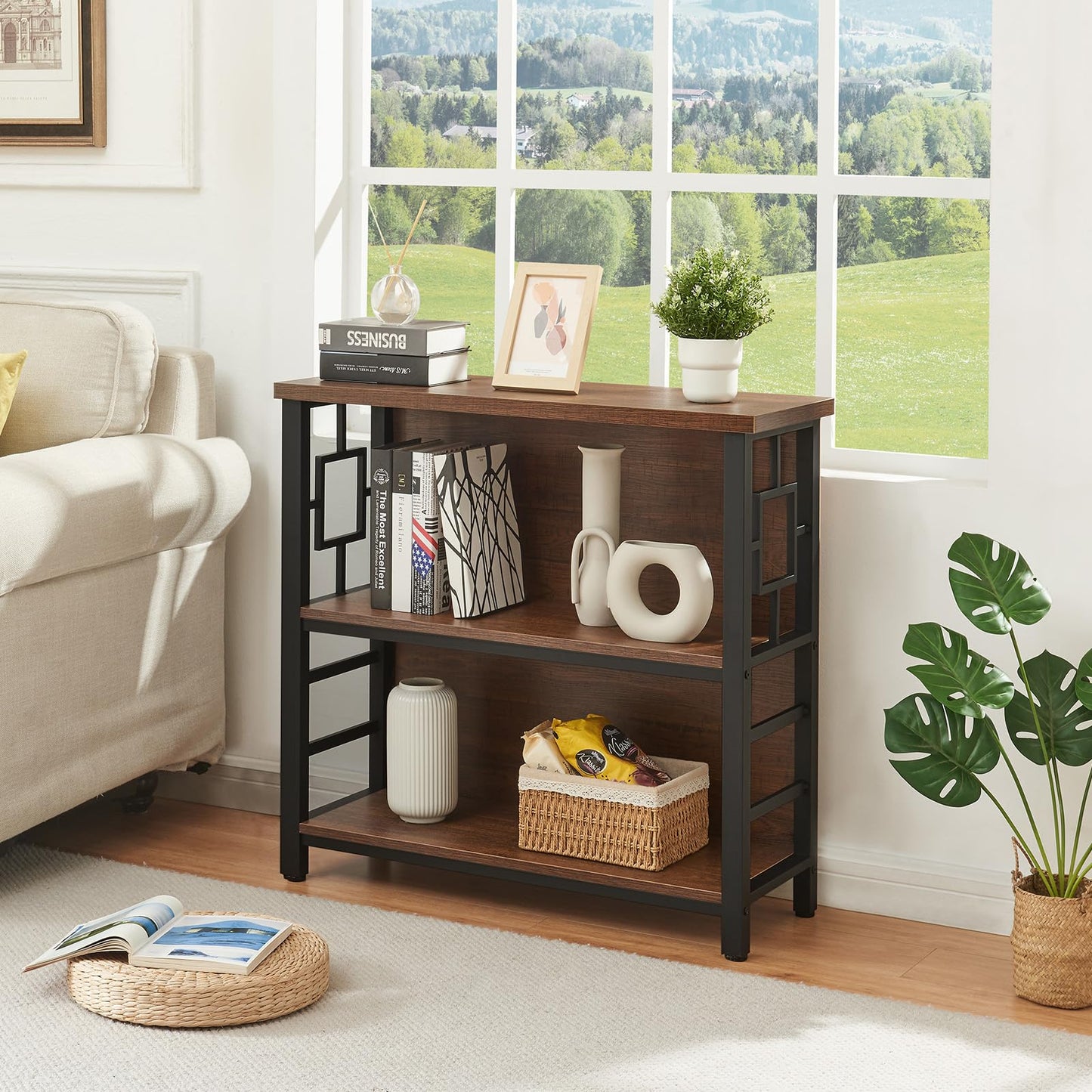 HOMISSUE 3-Tier Rustic Bookshelf