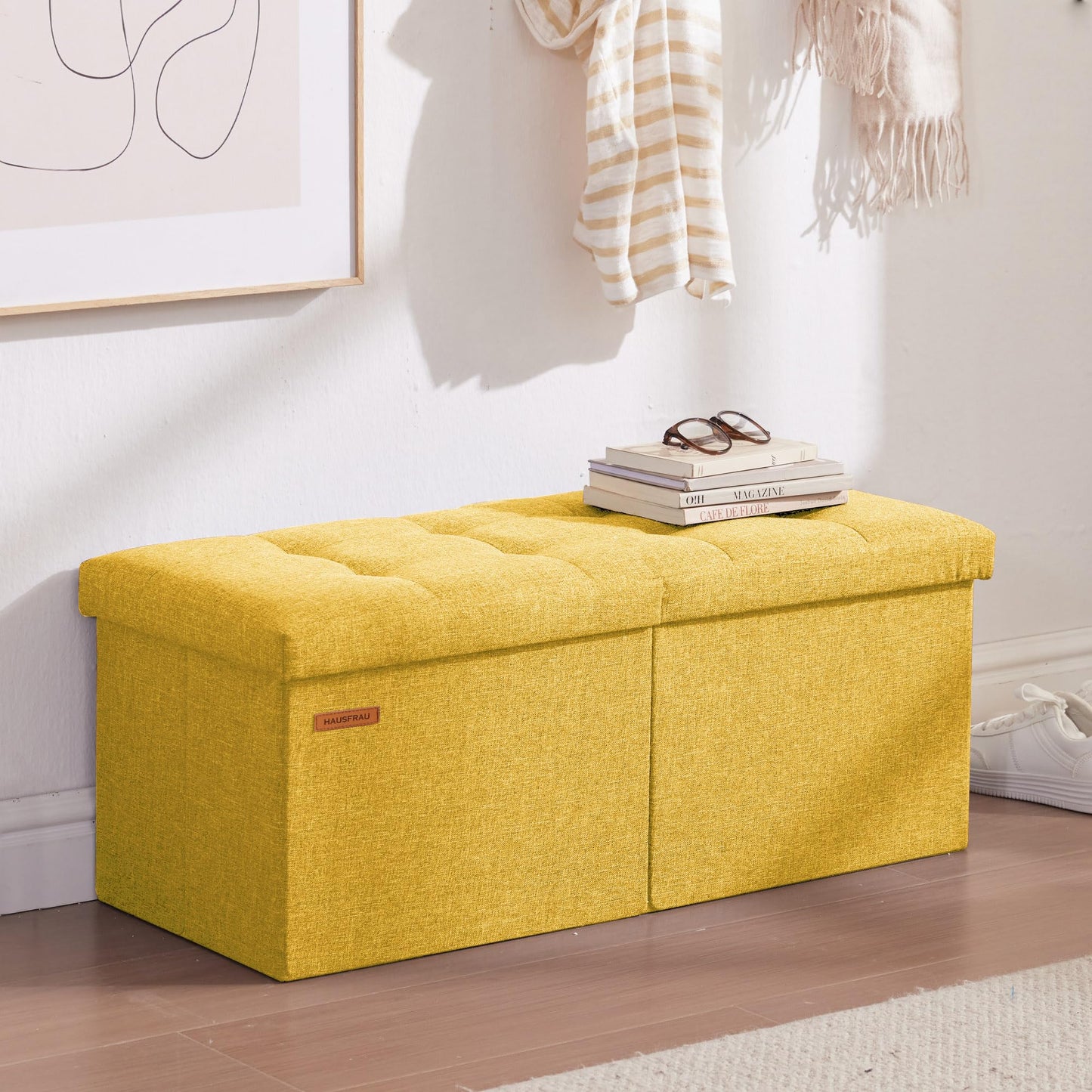 HAUSFRAU 31.5" Storage Ottoman Bench