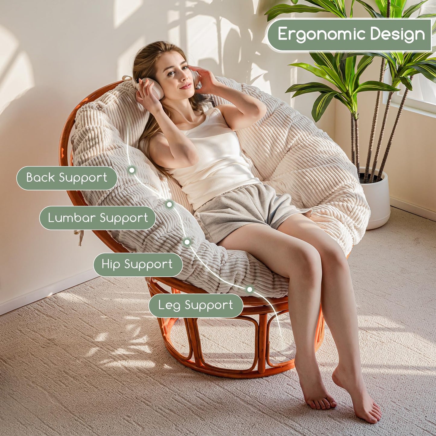 Papasan Chair Cushion 48" Green