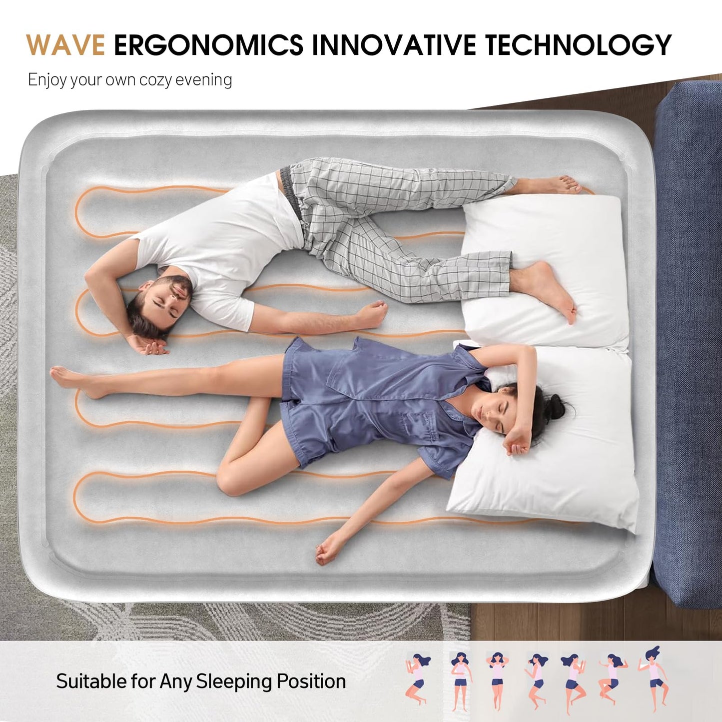 DIVON 18" Queen Air Mattress with Built-In Pump