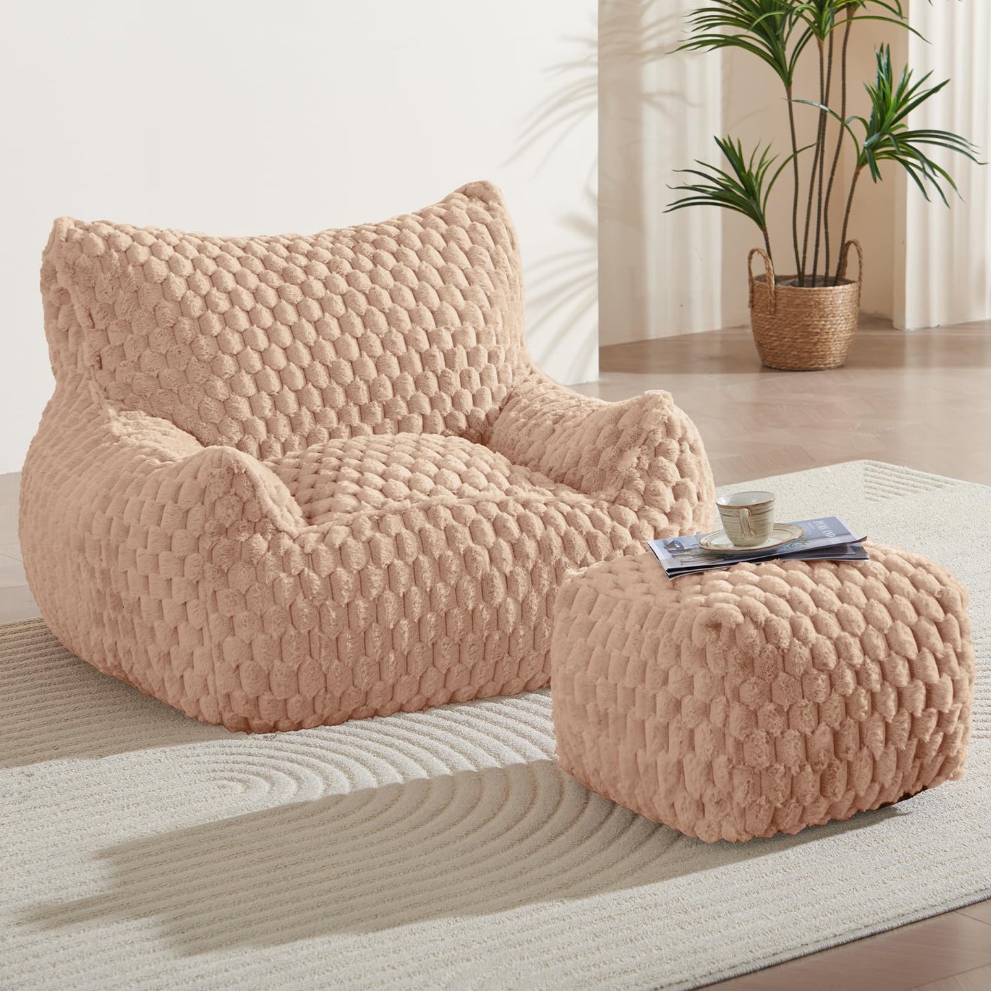 Giant Bean Bag Sofa with Ottoman