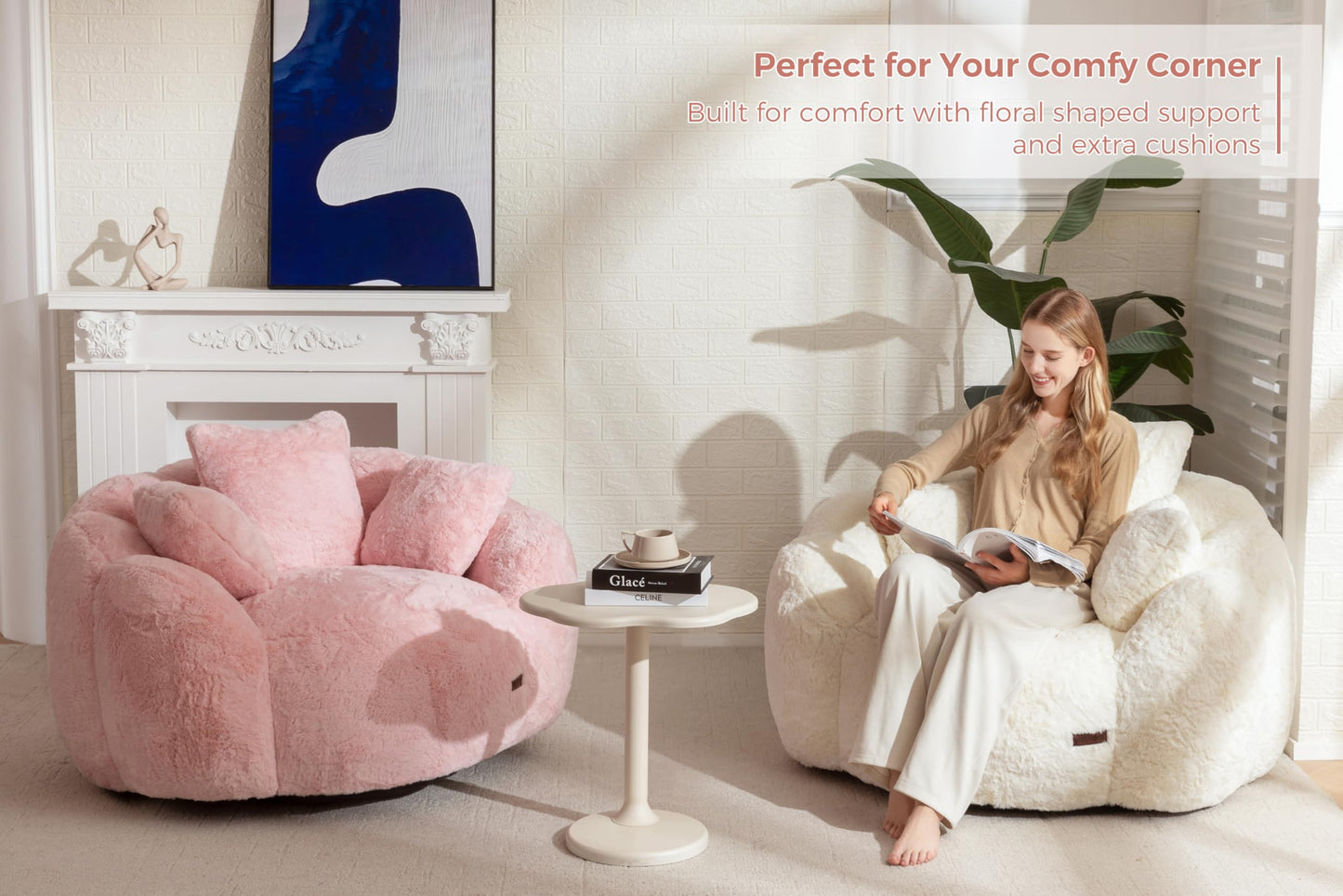 MAXYOYO Floral Bean Bag Chair – Beige