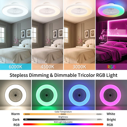 24" Bladeless LED Ceiling Fan – Black