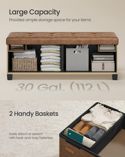 SONGMICS 15"x43"x15.7" Storage Ottoman Bench