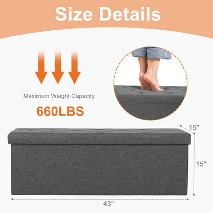 Sweetcrispy 43" Foldable Storage Ottoman Bench