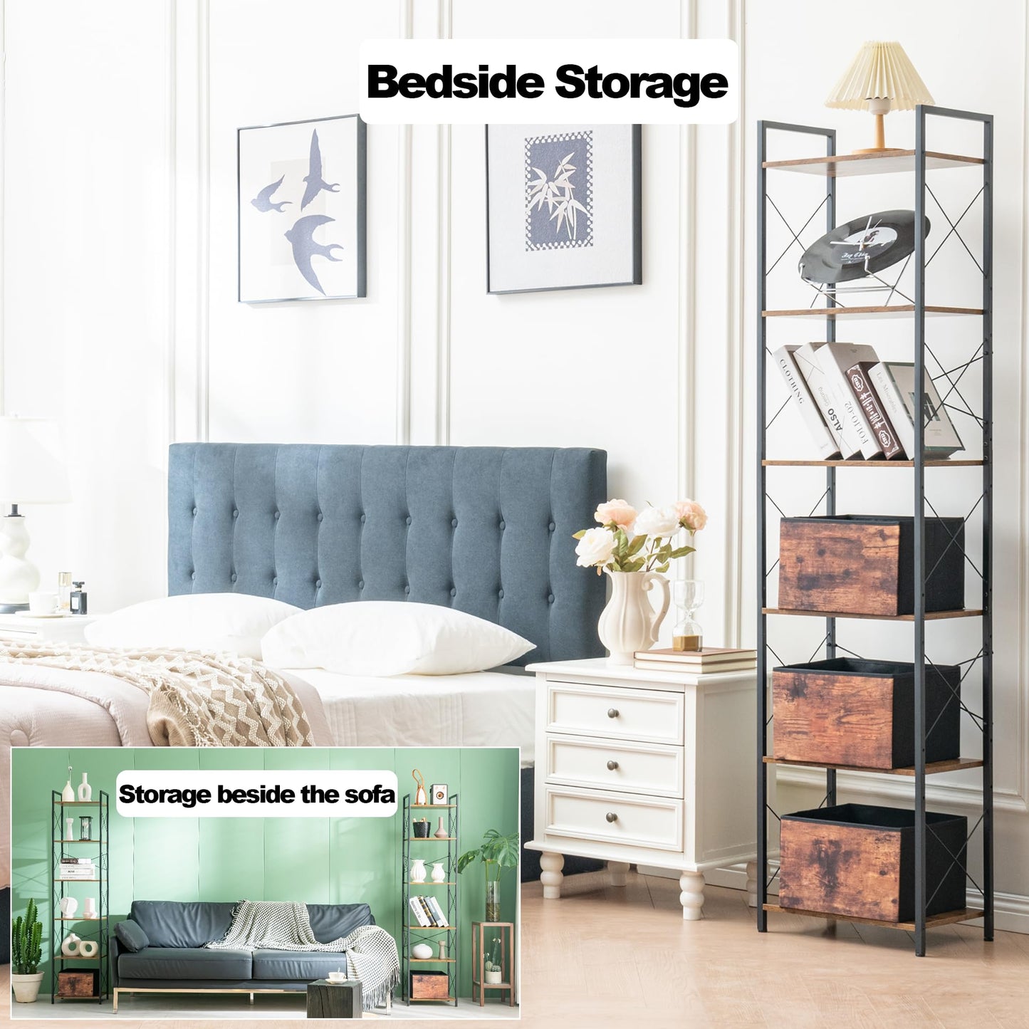 HCHQHS 4-Tier Industrial Bookshelf
