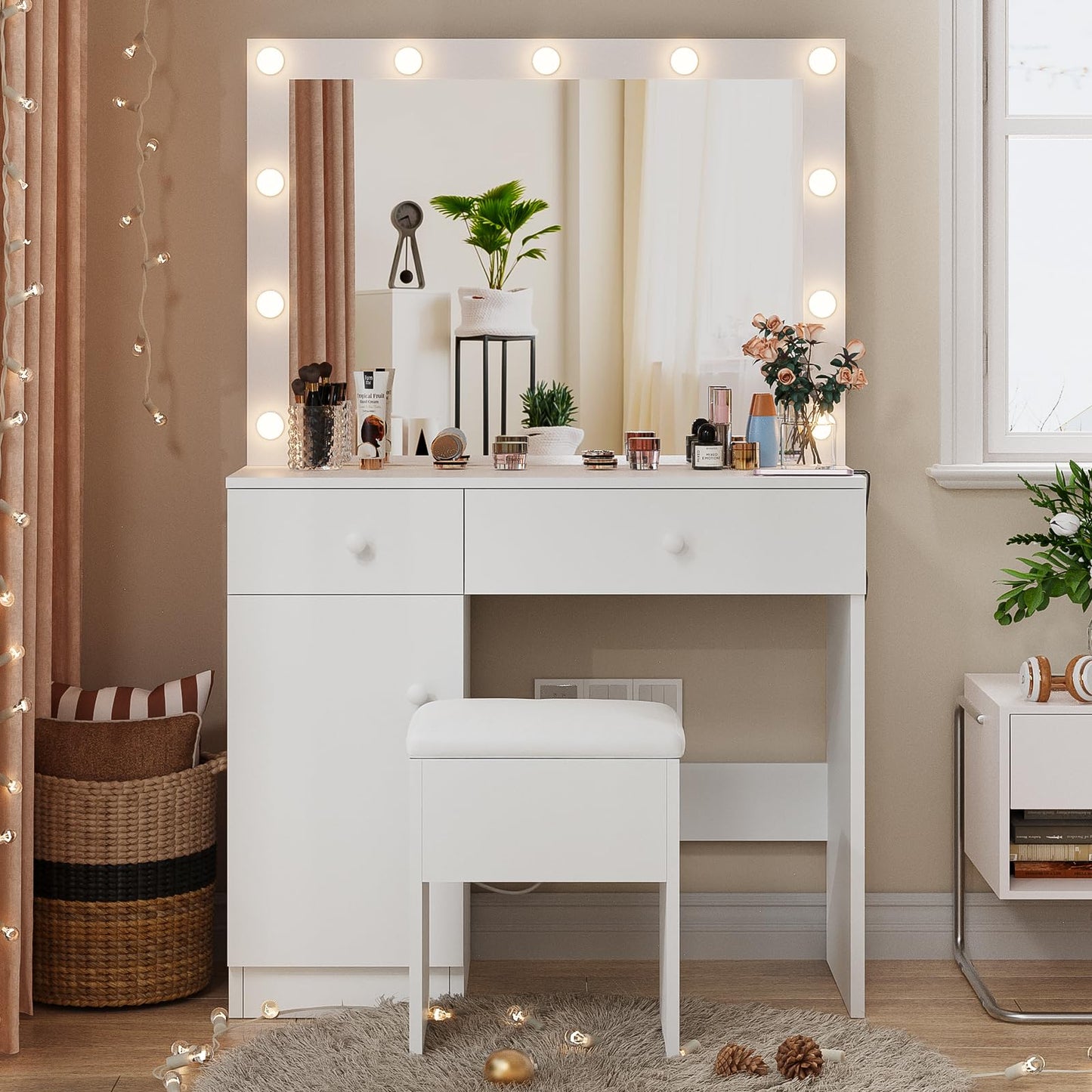 Haewon Vanity Desk Set with LED Lights