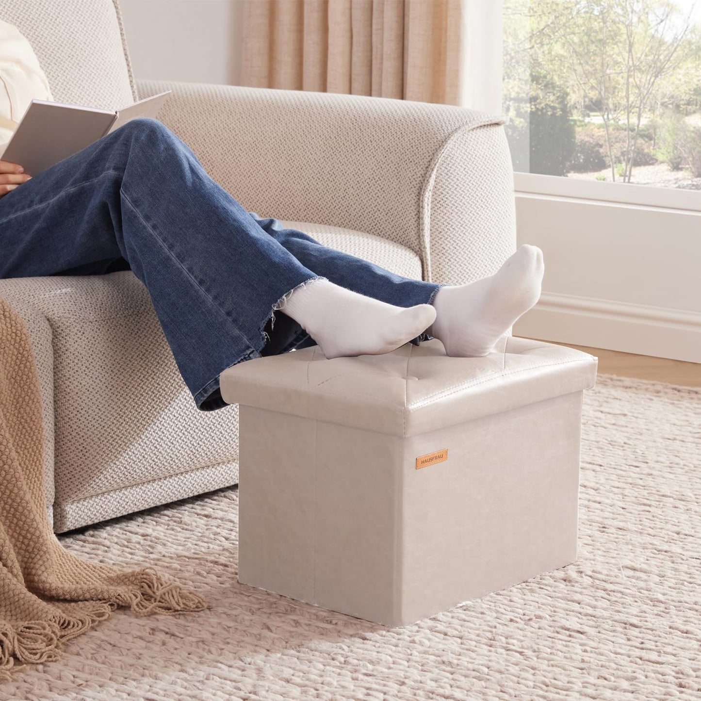 HAUSFRAU 31.5" Storage Ottoman Bench