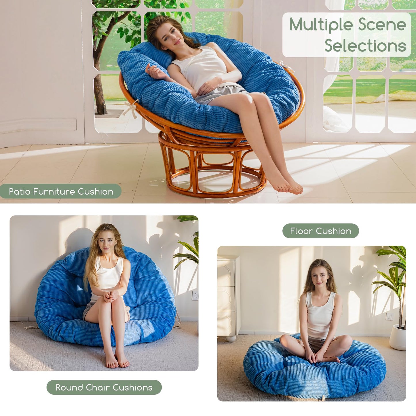 Papasan Chair Cushion 48" Green