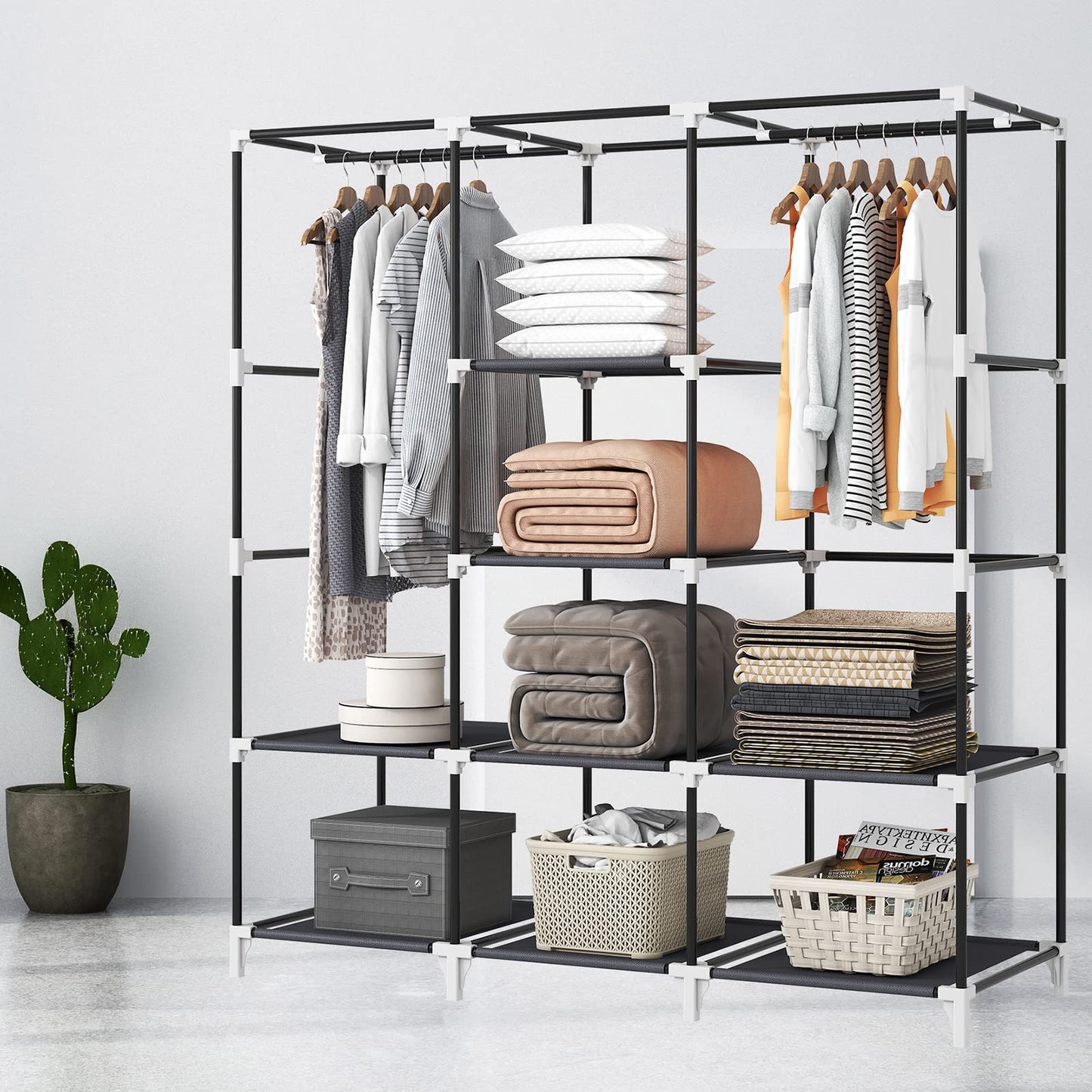 Portable 51" Closet with Rods & Shelves