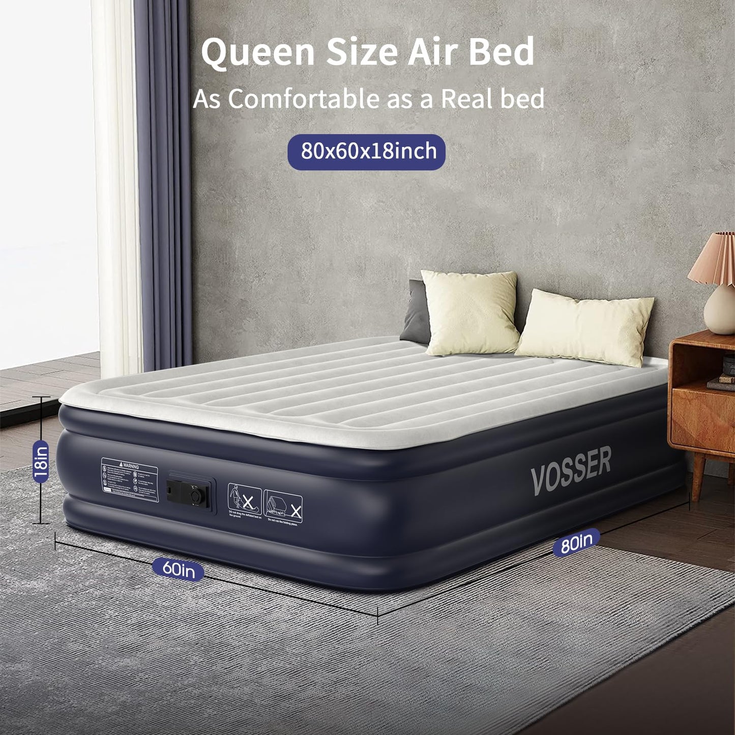 18" Full Air Mattress with Built-In Pump