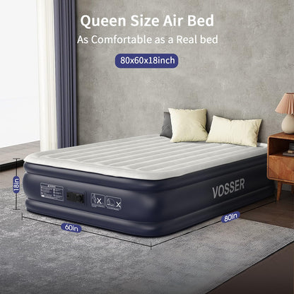 18" Full Air Mattress with Built-In Pump