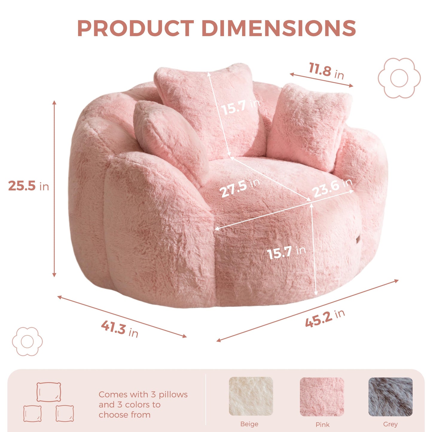 MAXYOYO Floral Bean Bag Chair – Beige
