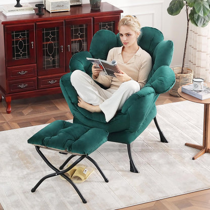 Butterfly Chair with Ottoman – Khaki Velvet