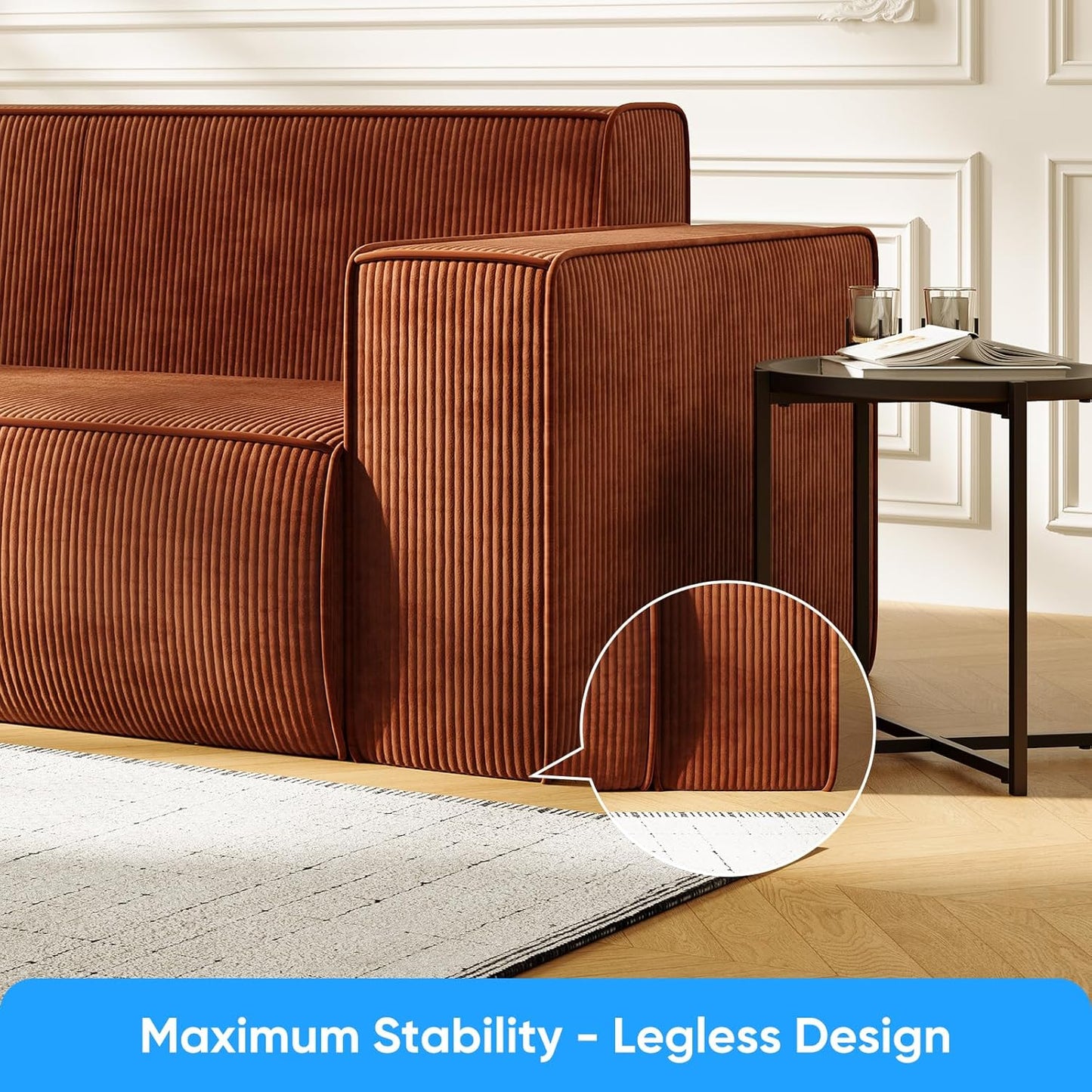 Mjkone 76" 3-Seater Brown Sofa