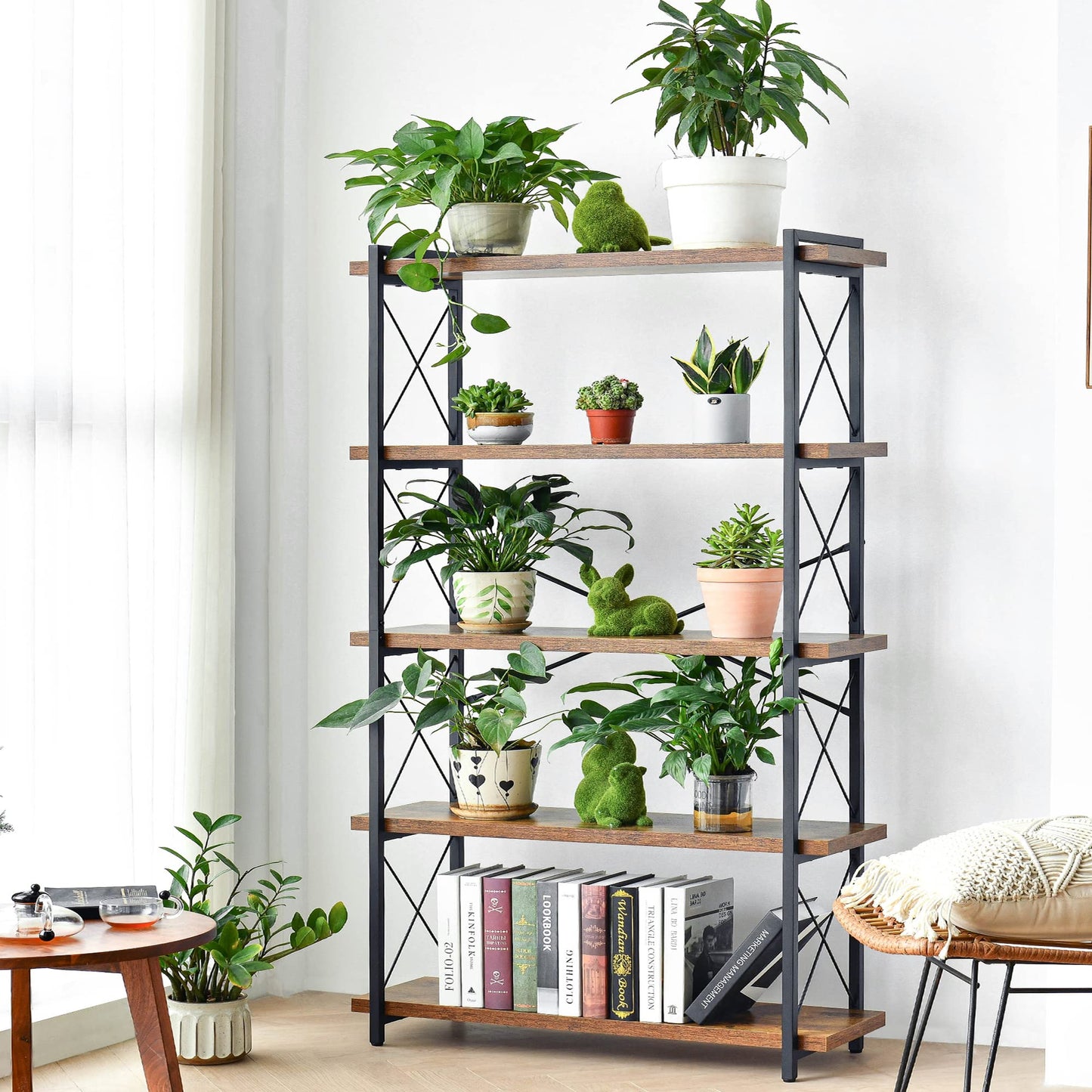 HCHQHS 4-Tier Industrial Bookshelf