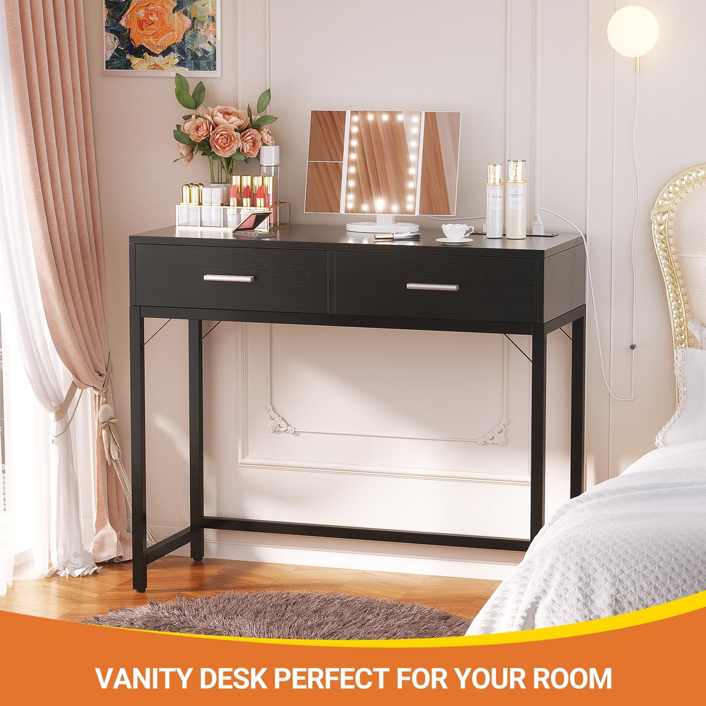 Cyclysio 36" Makeup Vanity Desk White