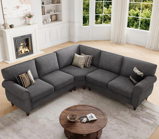 101" L-Shaped Grey 5-Seater Sofa