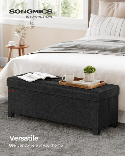 SONGMICS Foldable Storage Ottoman Bench, 15"x43"x15.7"