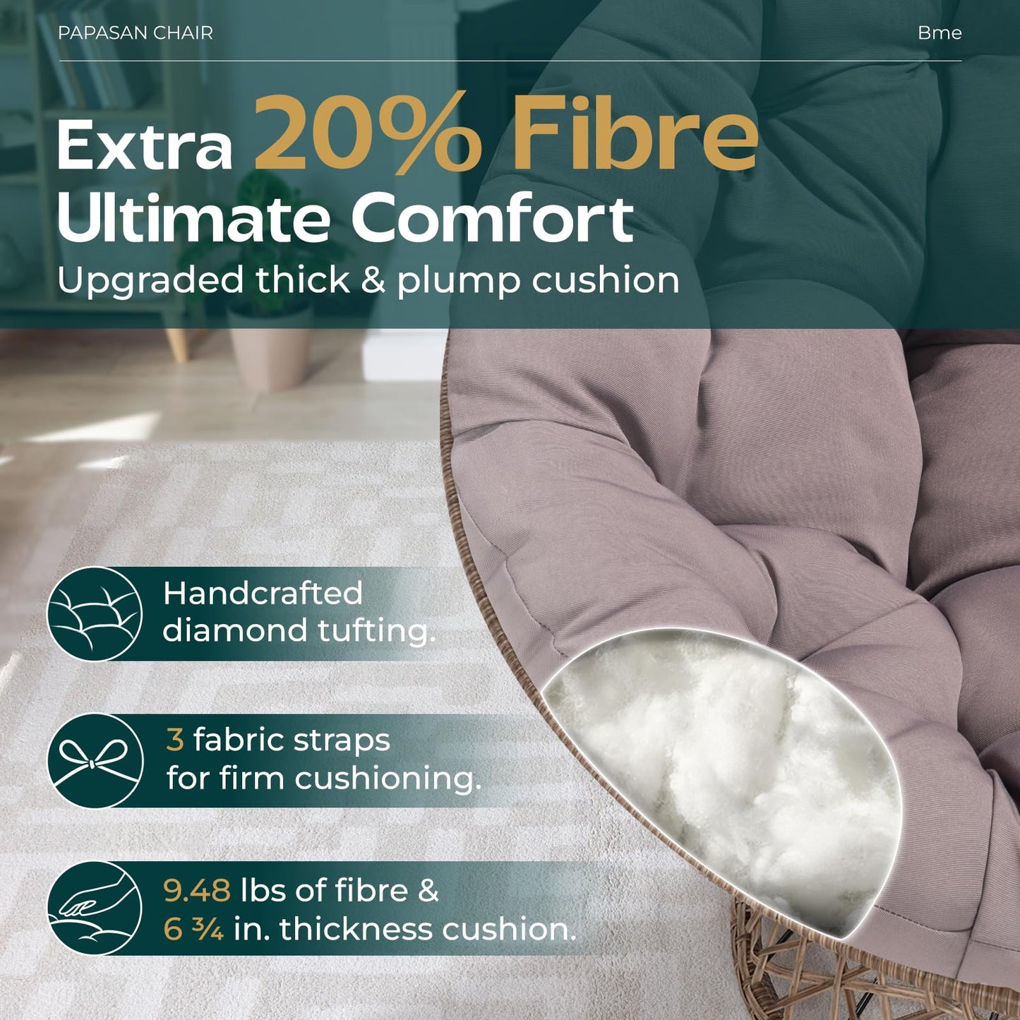 BME 40" Wicker Papasan Chair