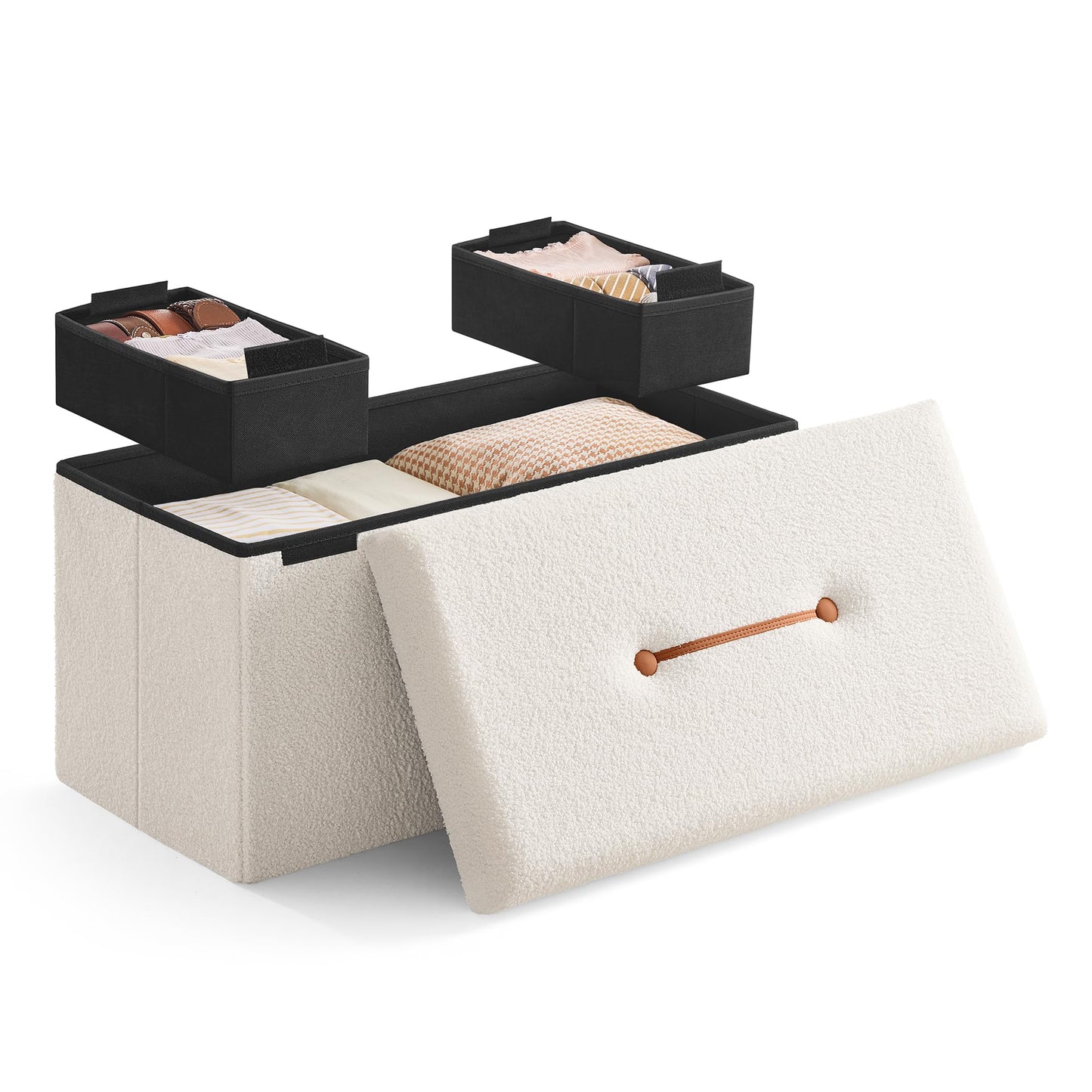 SONGMICS Storage Ottoman Bench, 15"x30"x15"