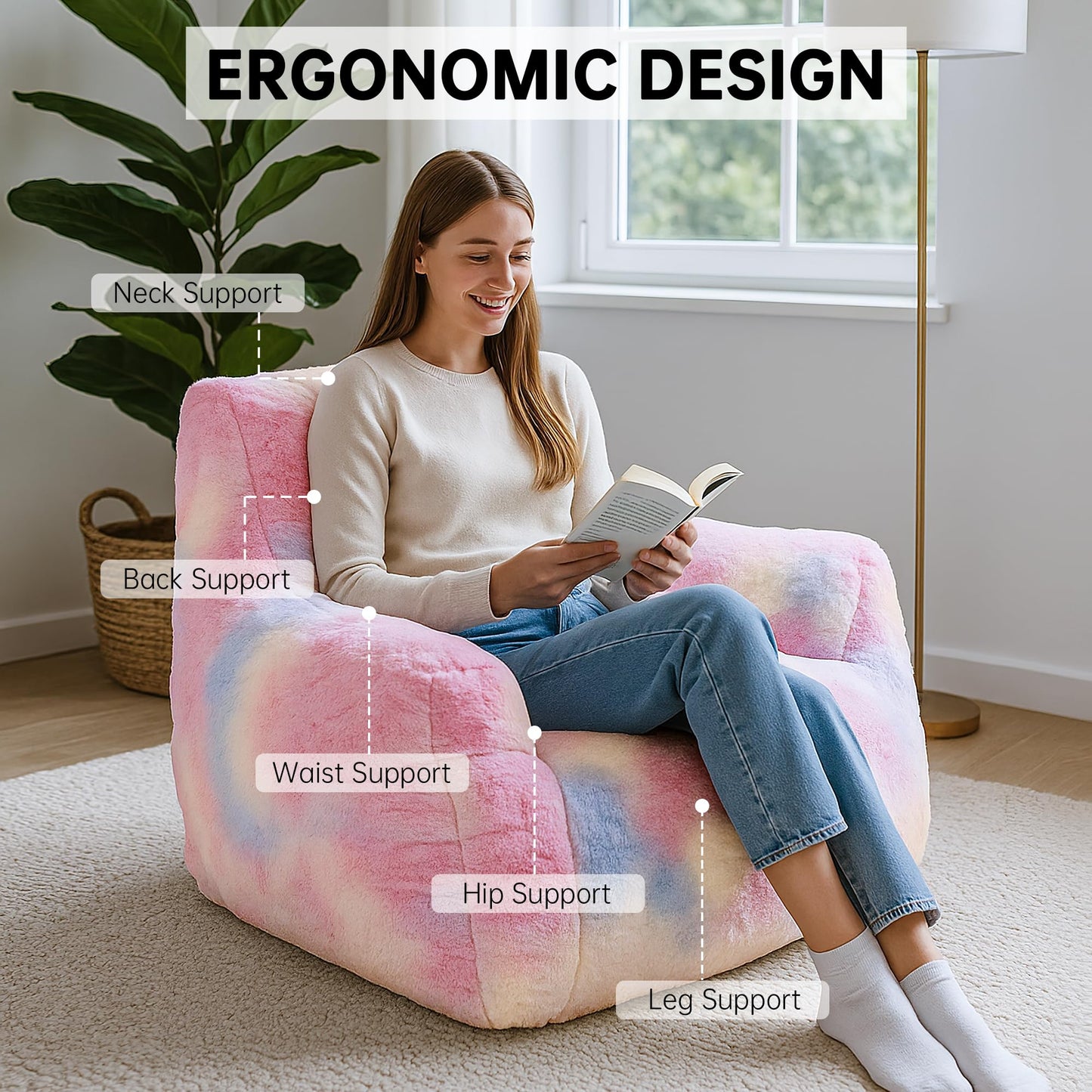 Grey Large Bean Bag Chair