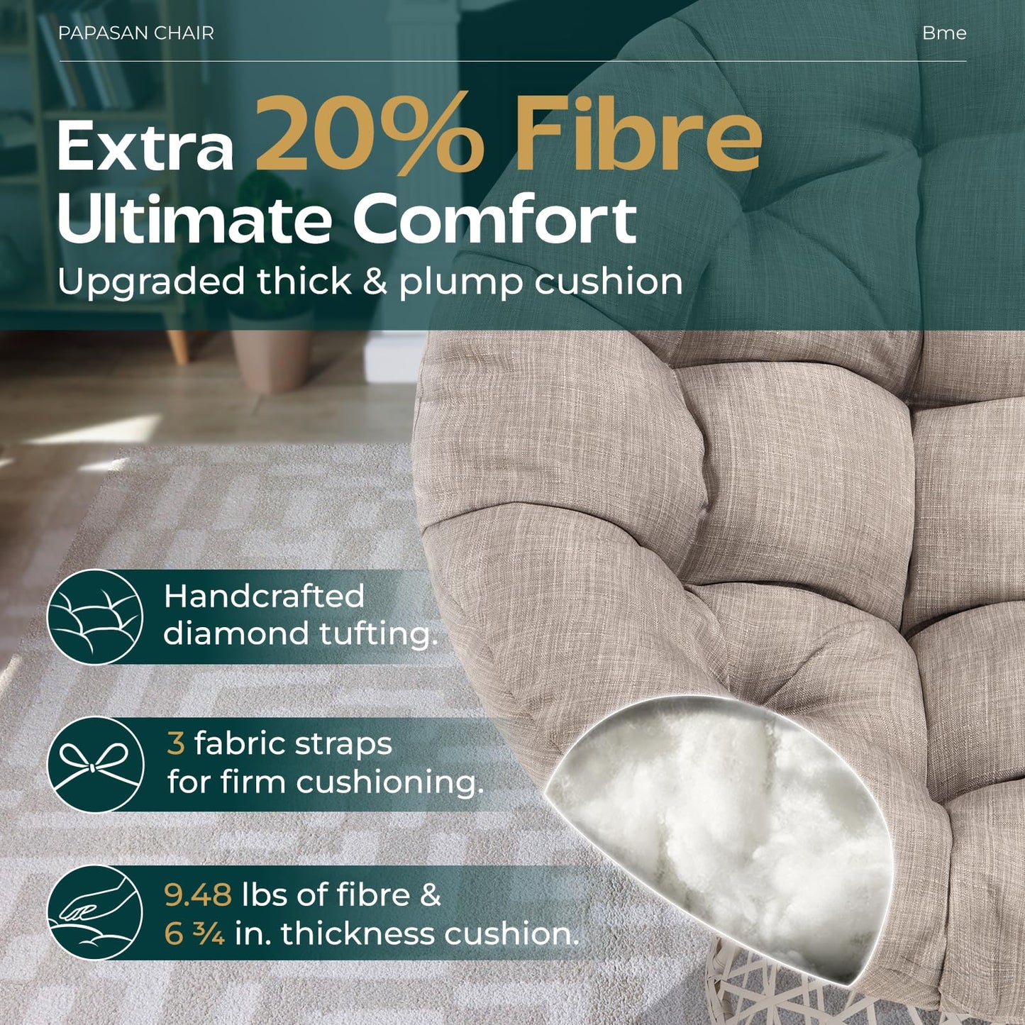 Bme 40" Papasan Swivel Chair