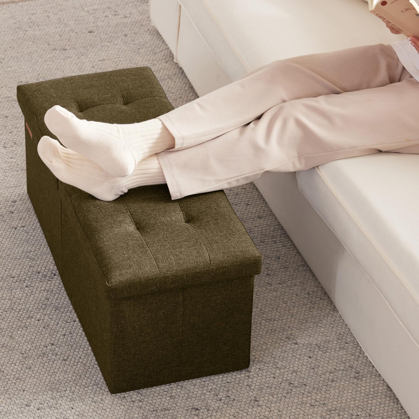 HAUSFRAU 31.5" Storage Ottoman Bench