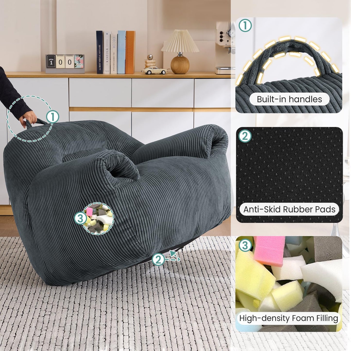 DAICO Bean Bag Chair White