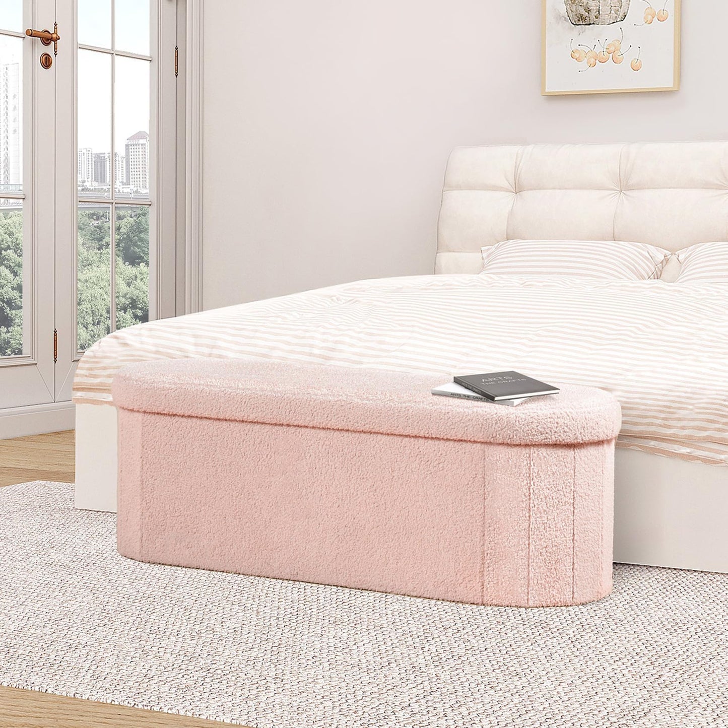 FSOBEIIALEO 43.3" Sherpa Storage Ottoman Bench
