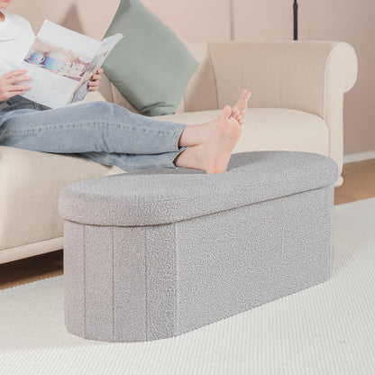FSOBEIIALEO 43.3" Sherpa Storage Ottoman Bench