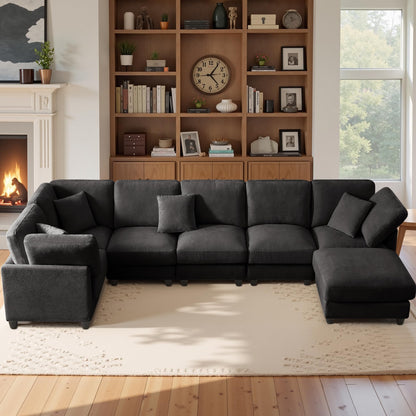 7-Seater Modular Sofa – Black