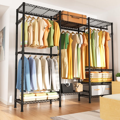 Heavy Duty Large Garment Rack with Shelves & Rods