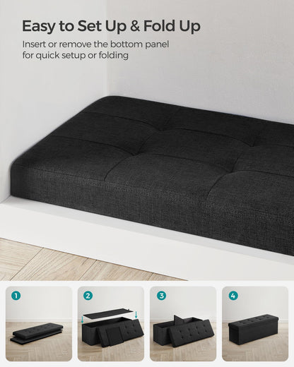 SONGMICS MAZIE 43" Folding Storage Ottoman Bench