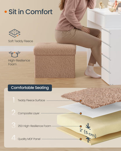 SONGMICS Storage Ottoman Bench, 15"x30"x15"