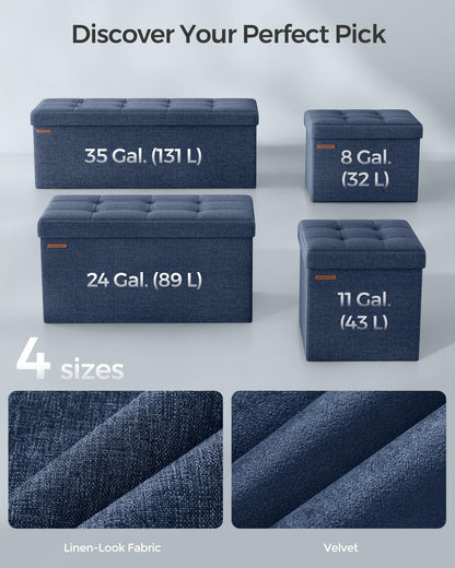 SONGMICS MAZIE 43" Folding Storage Ottoman Bench